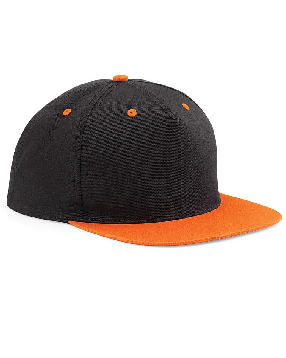Beechfield 5 Panel Contrast Snapback Cap in Black / Orange (Product Code: B610C)