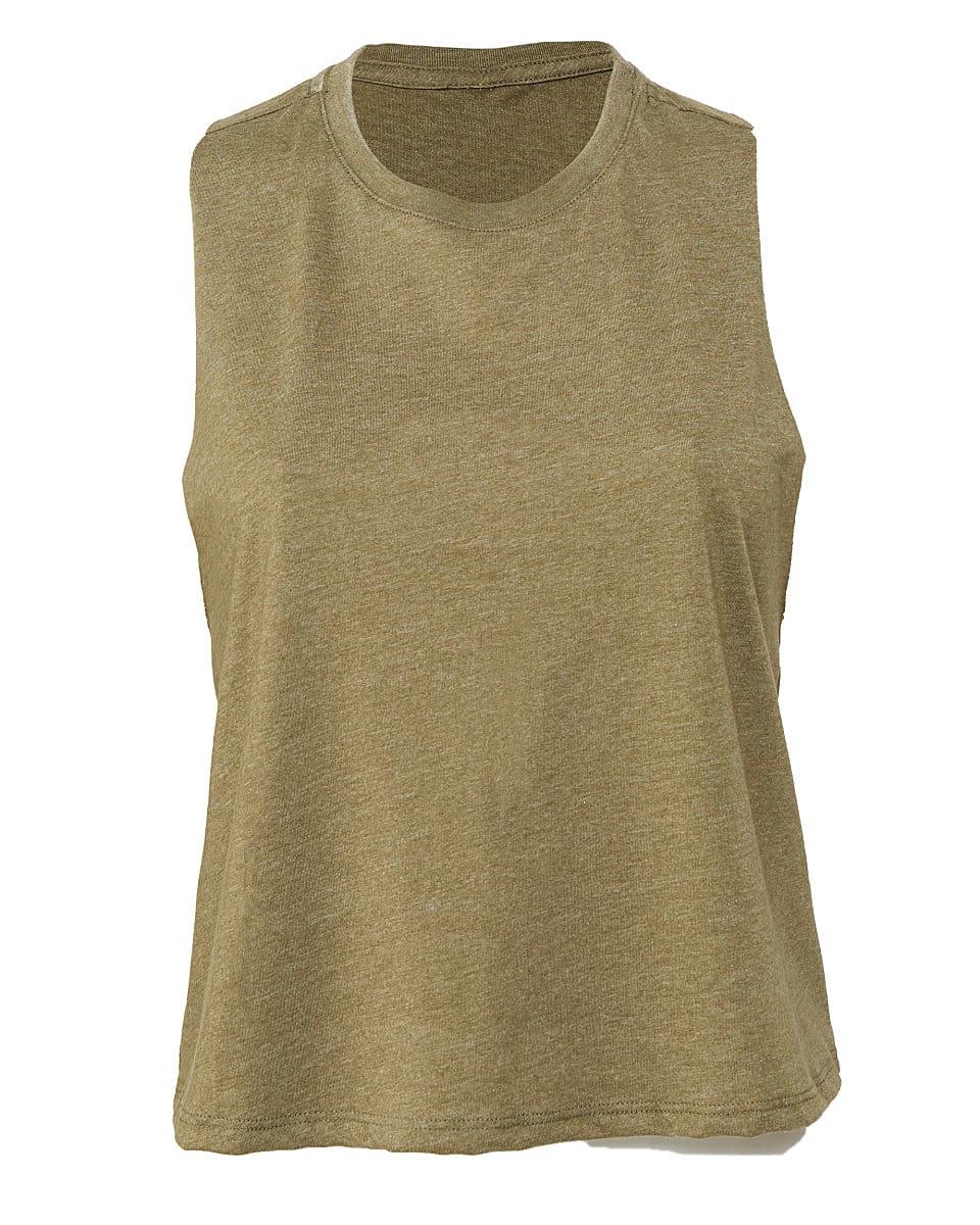 Bella Womens Racerback Cropped Tank in Heather Olive (Product Code: BE6682)