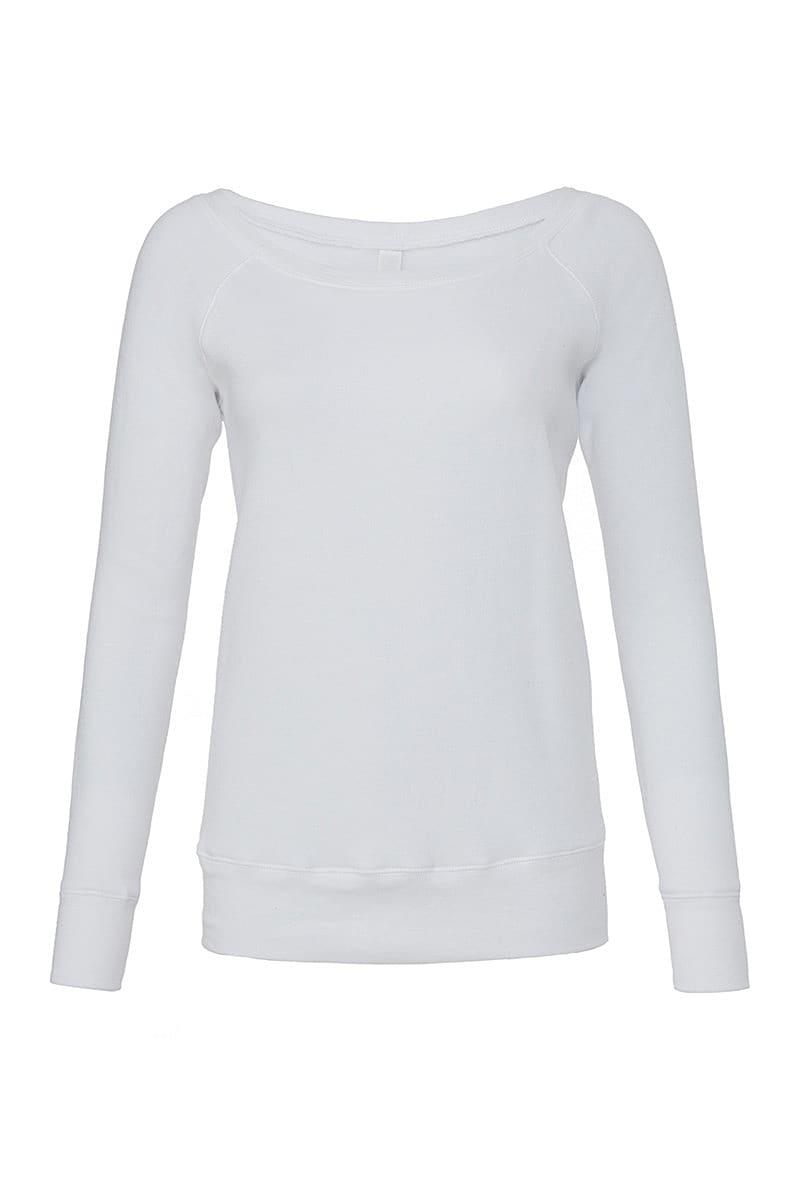 Bella Triblend Slouchy Wideneck Sweatshirt in Solid White Triblend (Product Code: BE7501)