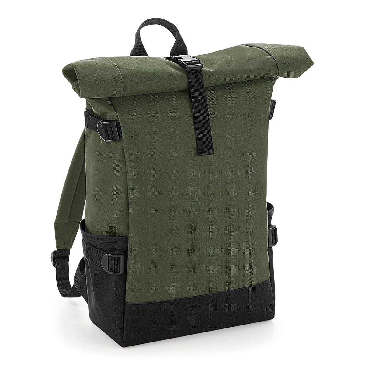 Bagbase Block Roll-Top Backpack in Olive / Black (Product Code: BG858)
