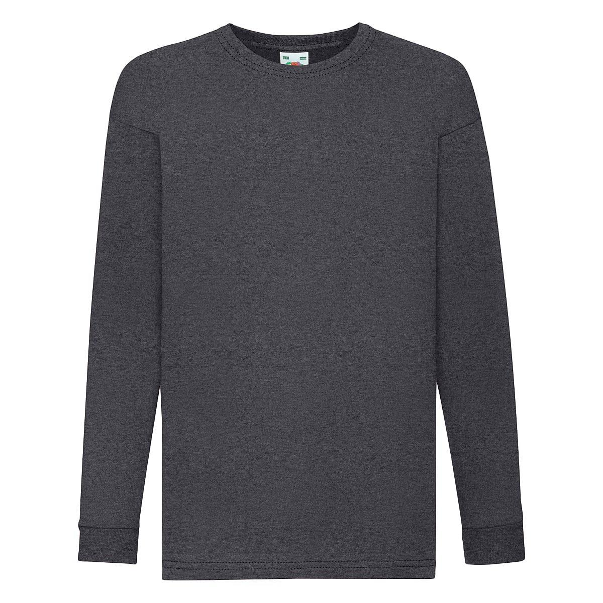 Fruit Of The Loom Childrens Valuweight Long-Sleeve T-Shirt in Dark Heather (Product Code: 61007)