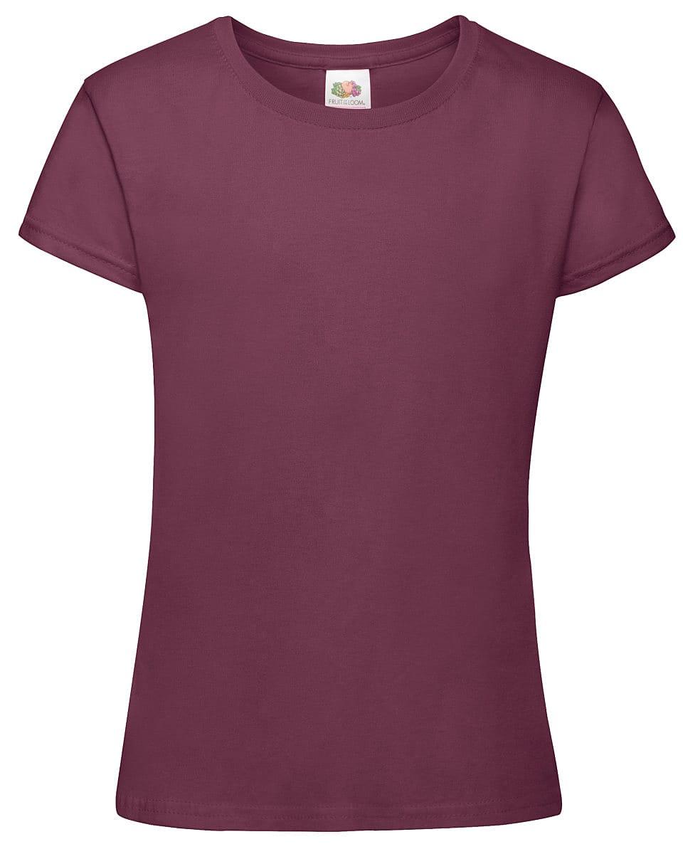 Fruit Of The Loom Girls Sofspun T-Shirt in Burgundy (Product Code: 61017)
