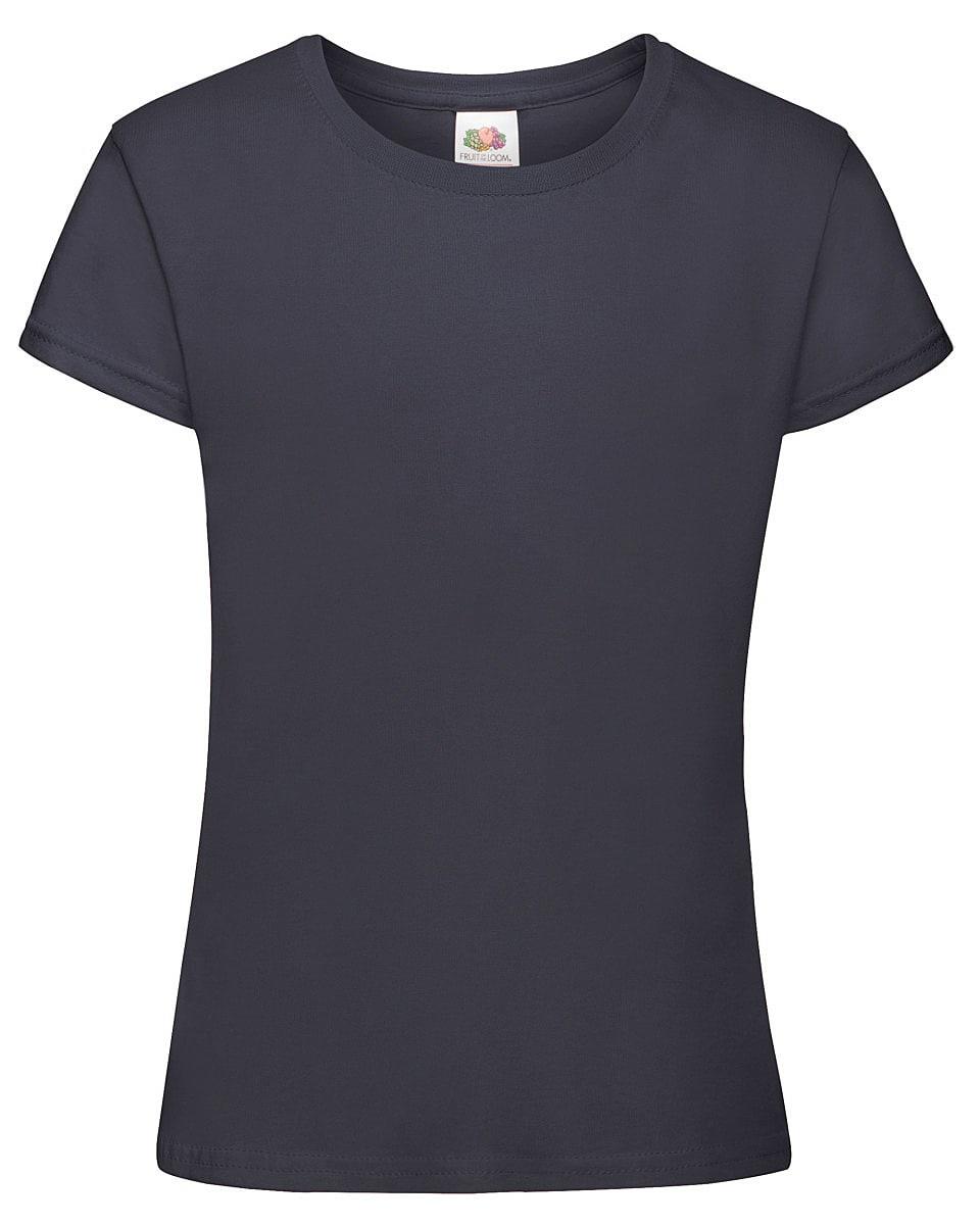 Fruit Of The Loom Girls Sofspun T-Shirt in Navy Blue (Product Code: 61017)