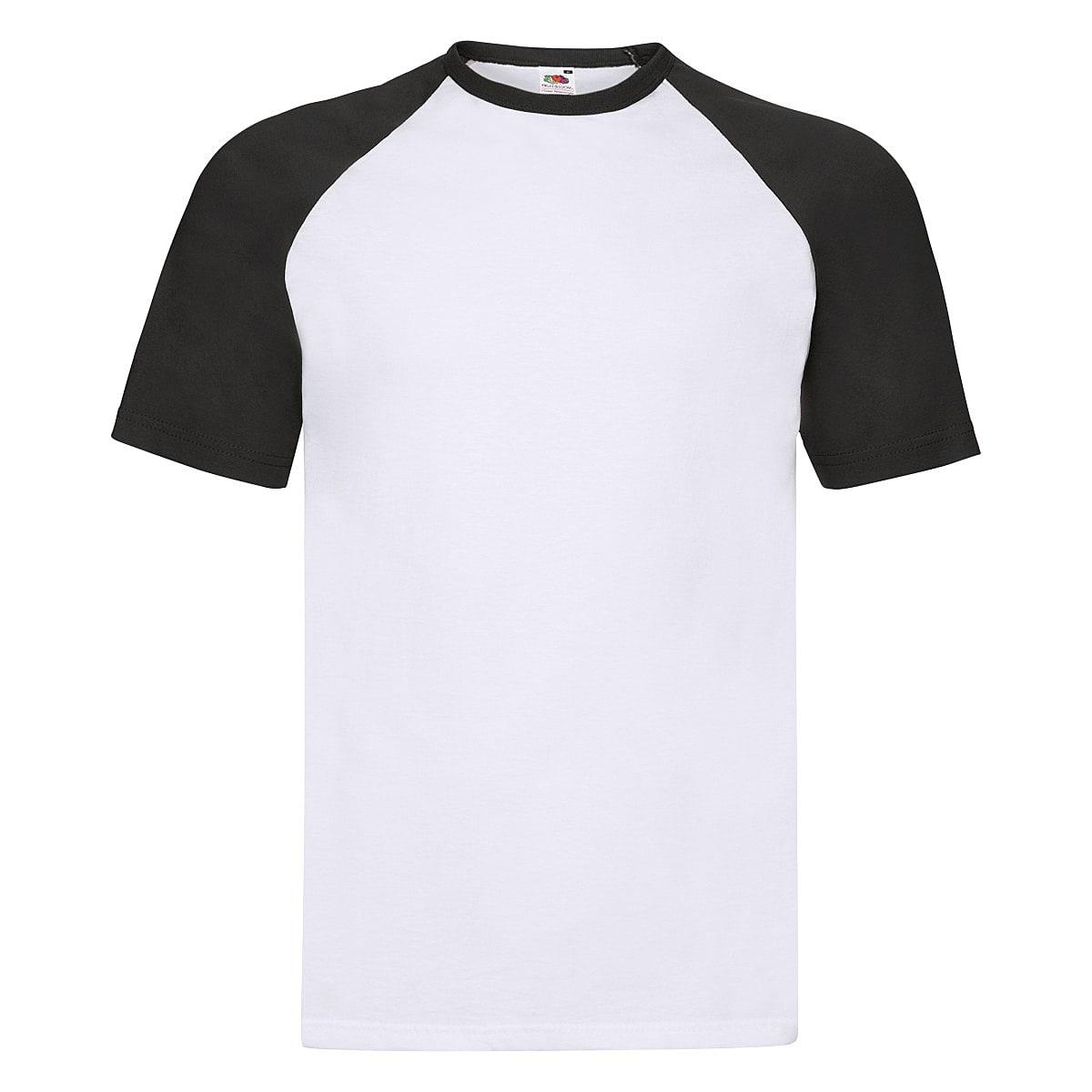 Fruit Of The Loom Short-Sleeve Baseball T-Shirt in White / Black (Product Code: 61026)