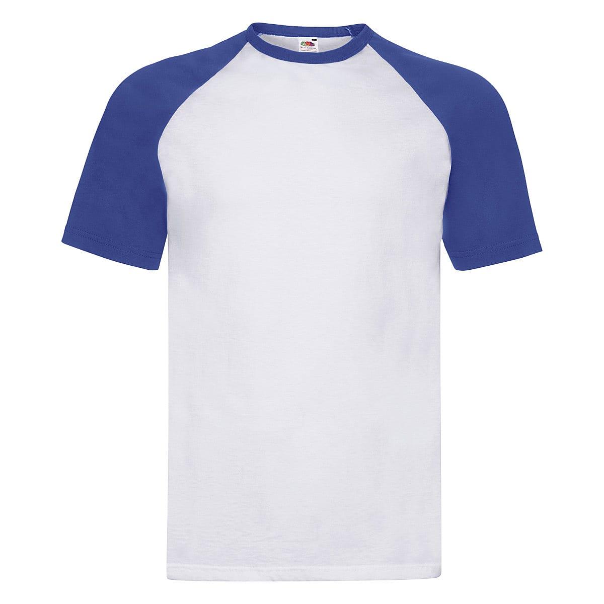 Fruit Of The Loom Short-Sleeve Baseball T-Shirt in White / Royal Blue (Product Code: 61026)