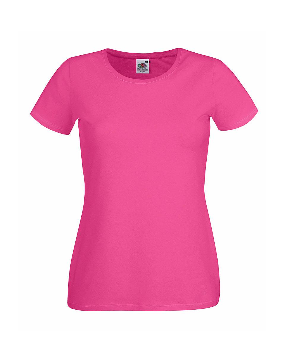 Fruit Of The Loom Lady-Fit Crew Neck T-Shirt in Fuchsia (Product Code: 61378)