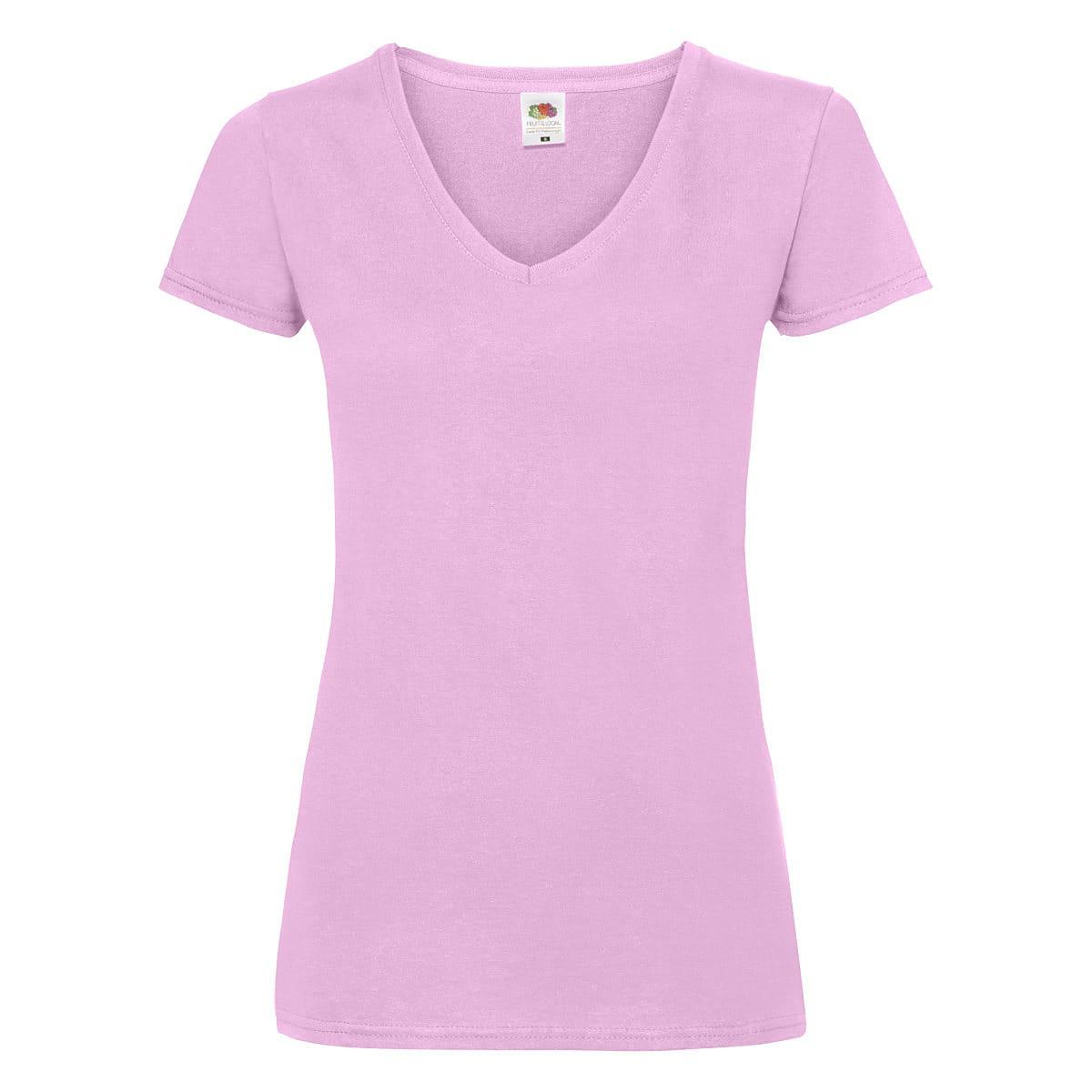 Fruit Of The Loom Lady-Fit Valueweight V-Neck T-Shirt in Light Pink (Product Code: 61398)