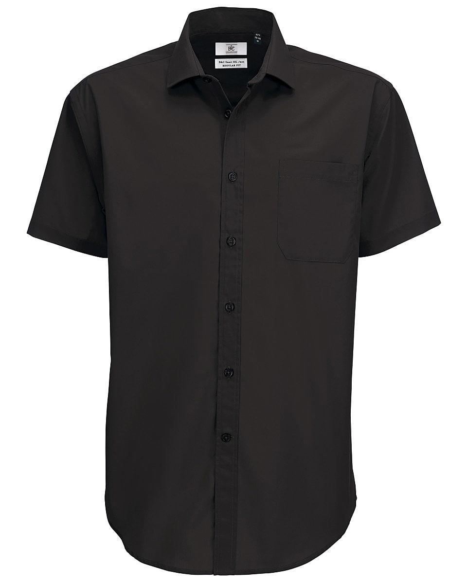 B&C Mens Smart Short-Sleeve Shirt in Black (Product Code: SMP62)