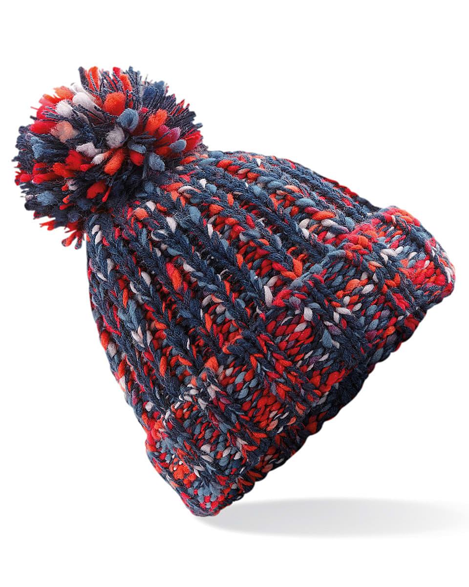 Beechfield Twister Pop Pom Beanie Hat in Campfire Twist (Product Code: B487)