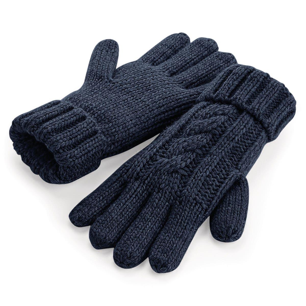 Beechfield Cable Knit Melange Gloves in Navy Blue (Product Code: B497)