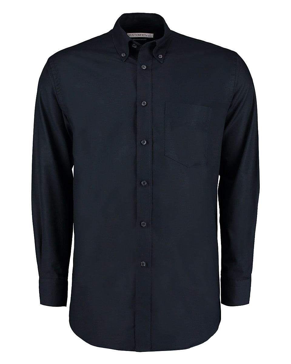 Kustom Kit Mens Workwear Oxford Long-Sleeve Shirt in French Navy (Product Code: KK351)