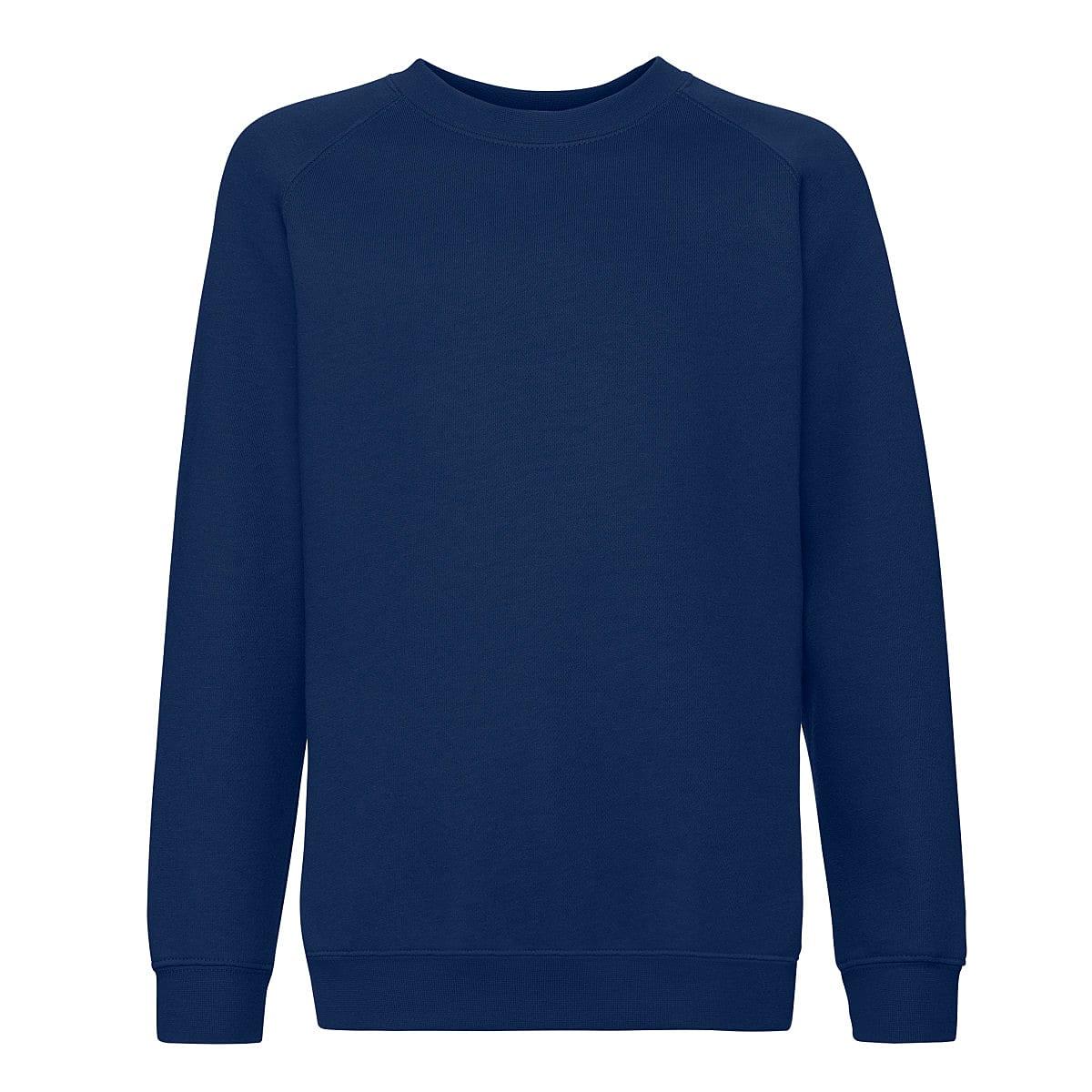 Fruit Of The Loom Childrens Premium Raglan Sleeve Sweatshirt in Navy Blue (Product Code: 62033)