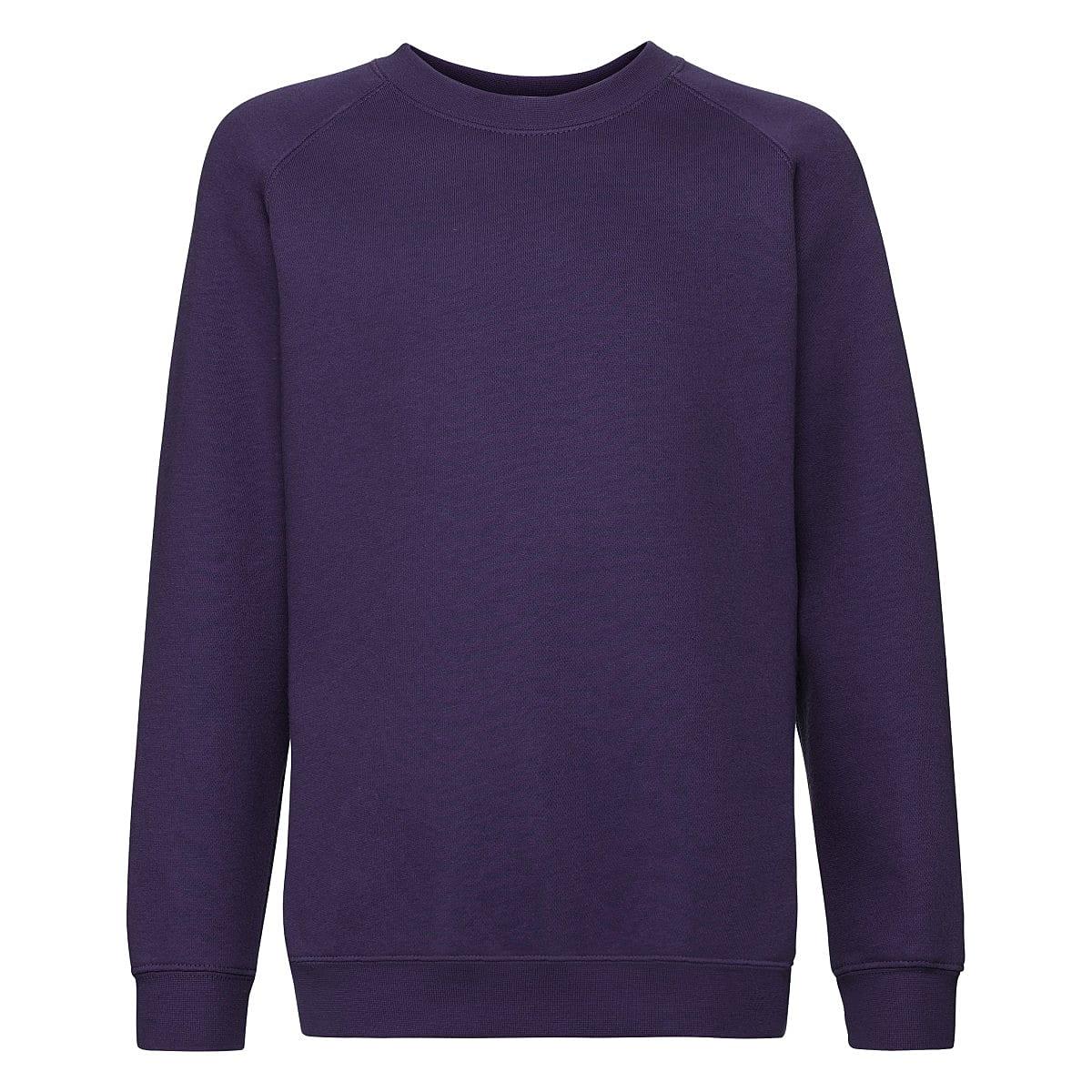 Fruit Of The Loom Childrens Premium Raglan Sleeve Sweatshirt in Purple (Product Code: 62033)