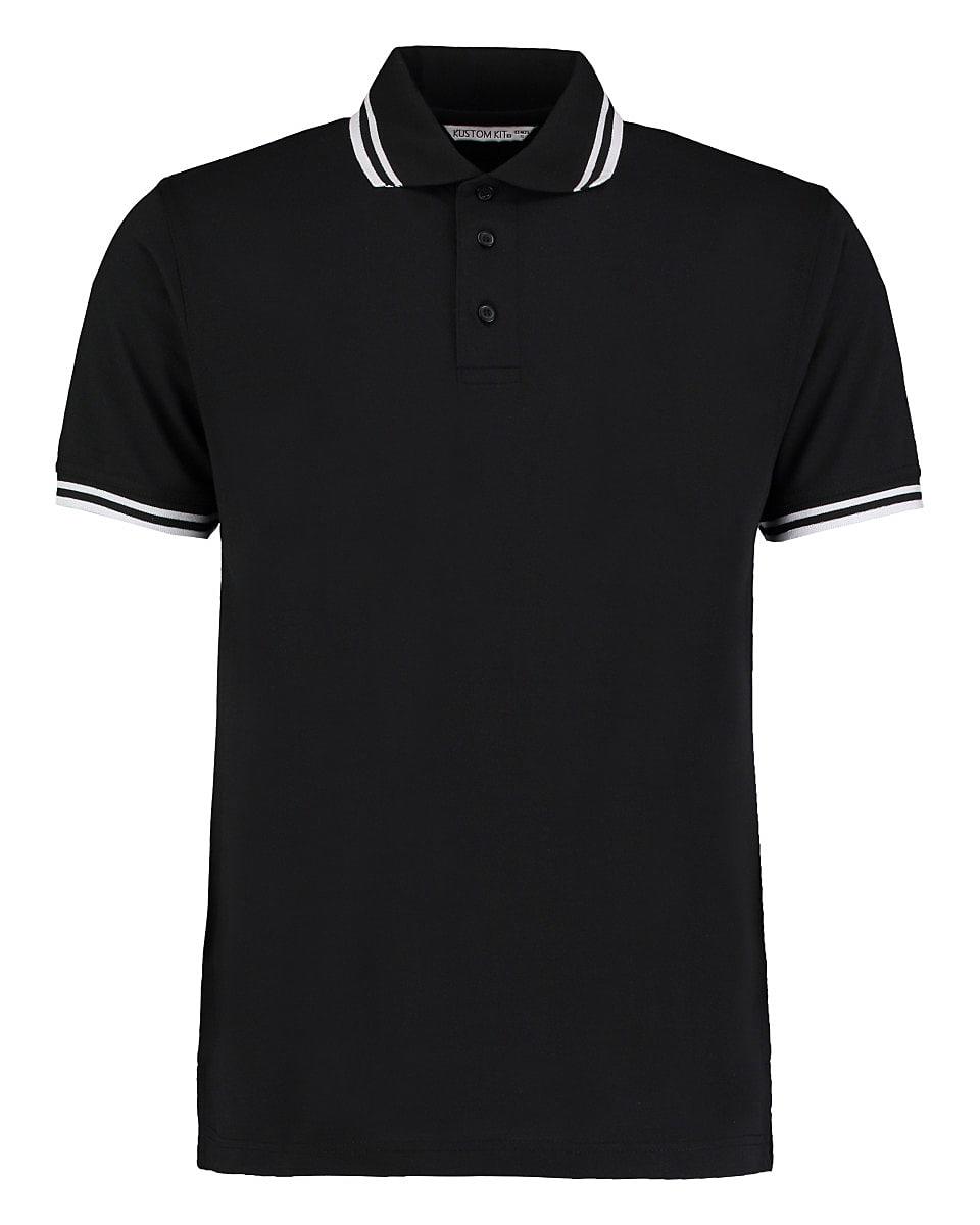 Kustom Kit Mens Tipped Pique Polo Shirt in Black / White (Product Code: KK409)