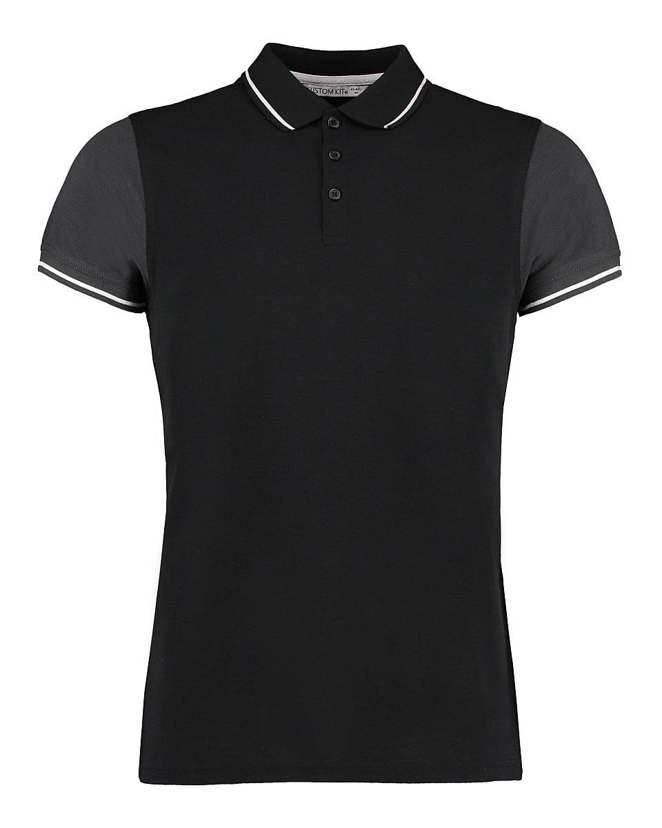 Kustom Kit Contrast Tipped Polo Shirt in Black / Graphite / White (Product Code: KK415)