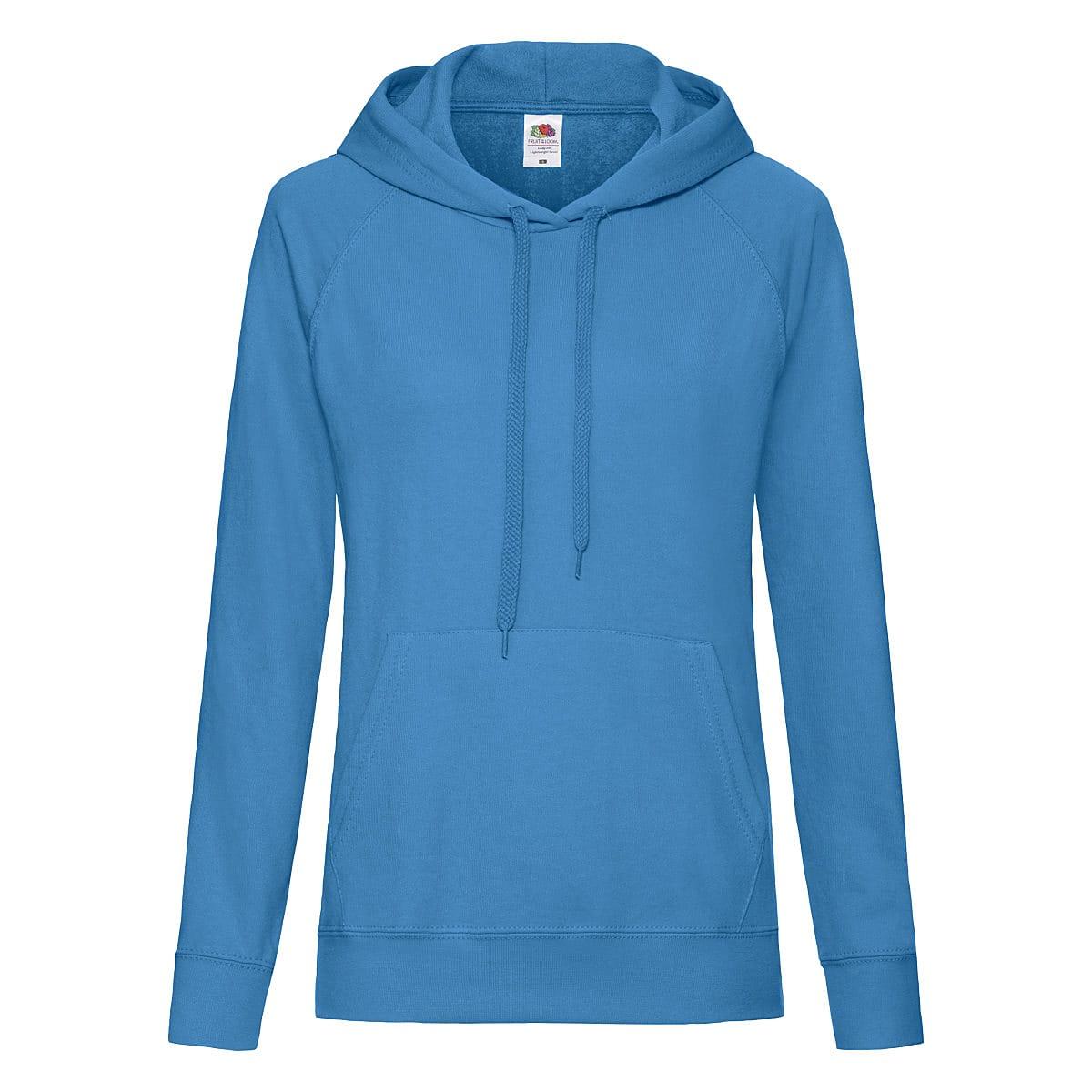Fruit Of The Loom Lady-Fit Lightweight Hoodie in Azure Blue (Product Code: 62148)