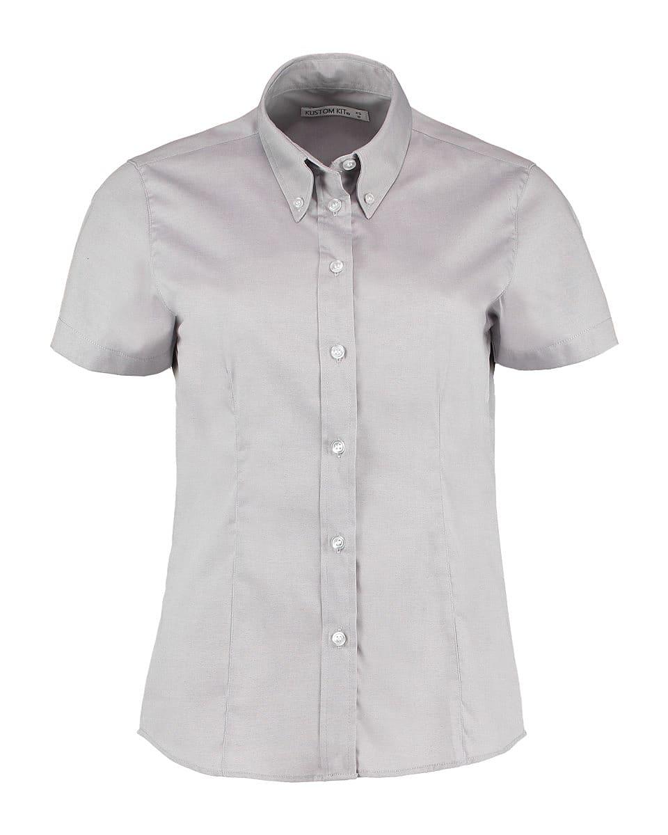 Kustom Kit Womens Short-Sleeve Oxford Shirt in Silver Grey (Product Code: KK701)