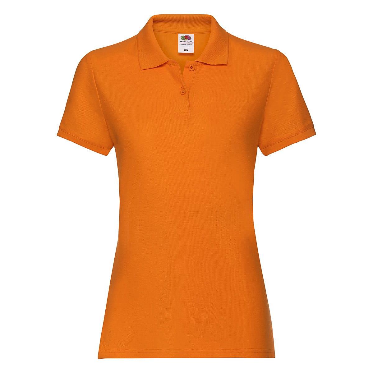 Fruit Of The Loom Lady Fit Premium Polo Shirt in Orange (Product Code: 63030)