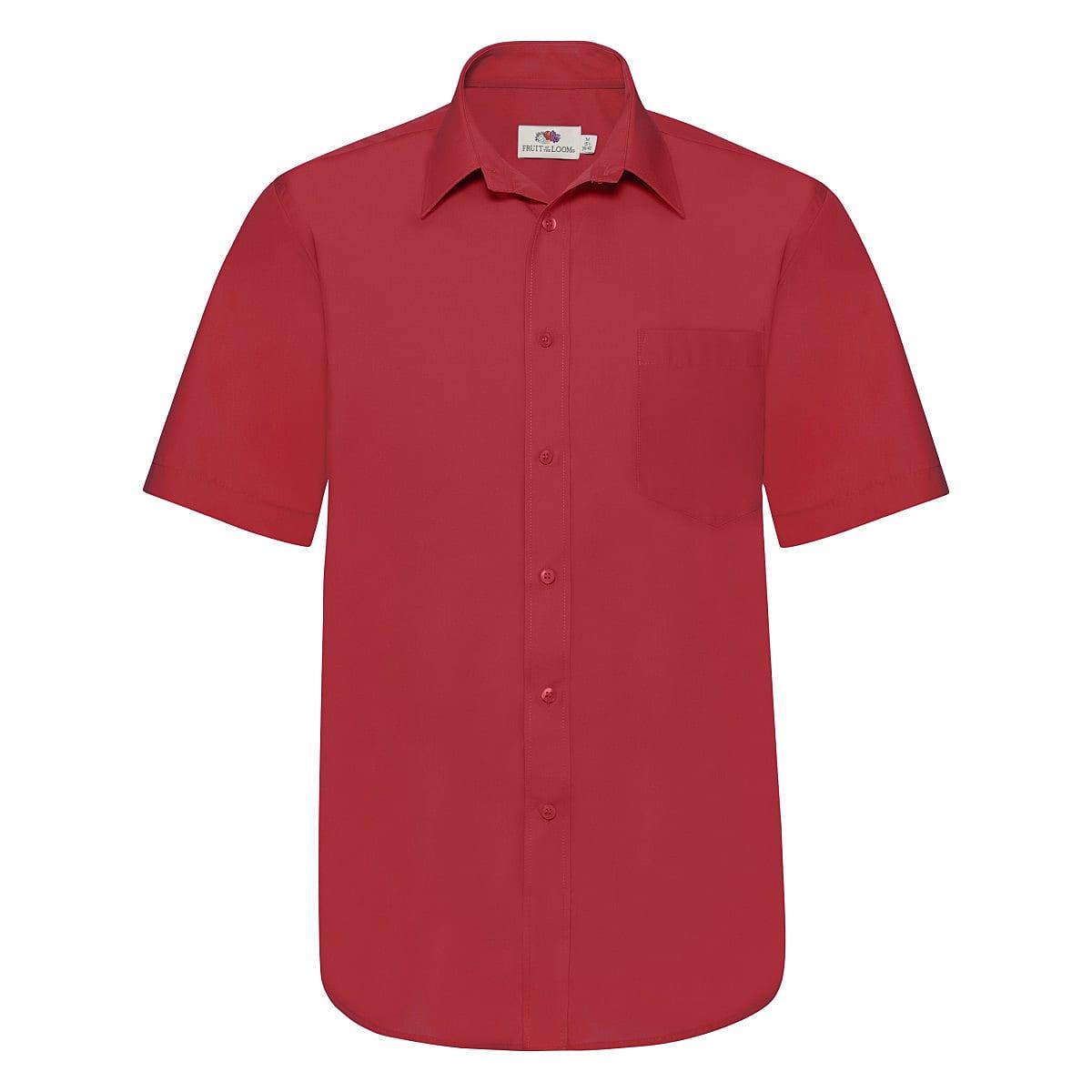 Fruit Of The Loom Mens Short-Sleeve Poplin Shirt in Red (Product Code: 65116)