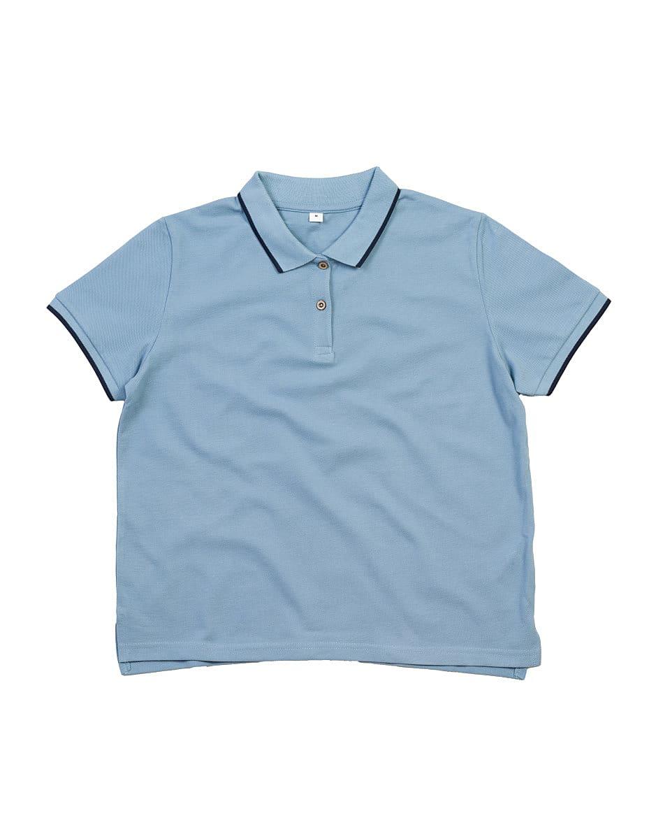 Mantis Womens Tipped Polo Shirt in Light Denim / Navy (Product Code: M192)