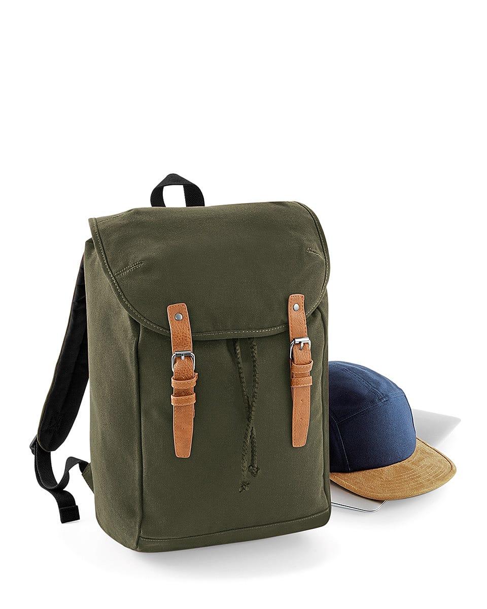 Quadra Vintage Rucksack in Military Green (Product Code: QD615)