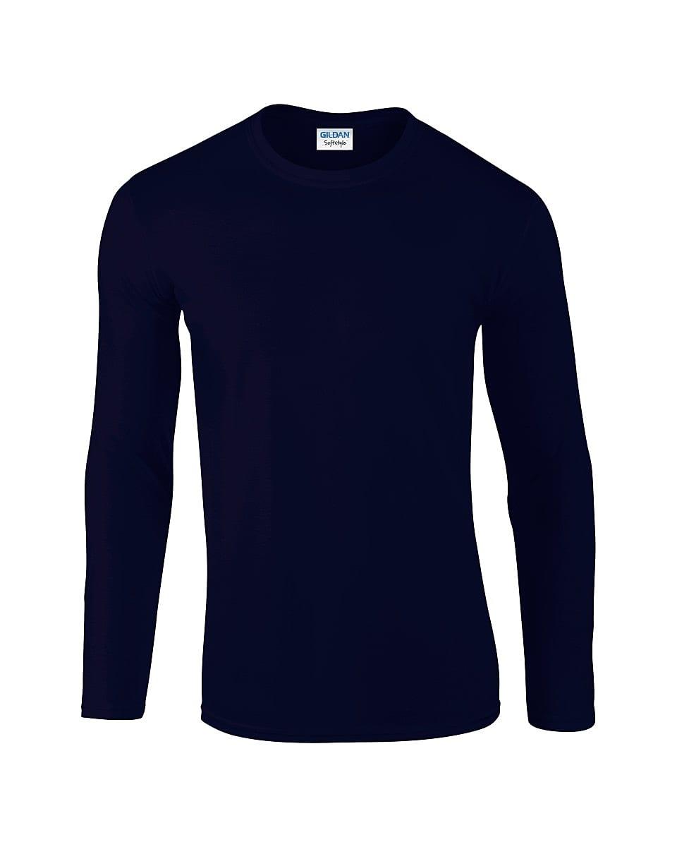 Gildan Mens Softstyle Long-Sleeve T-Shirt in Navy Blue (Product Code: 64400)