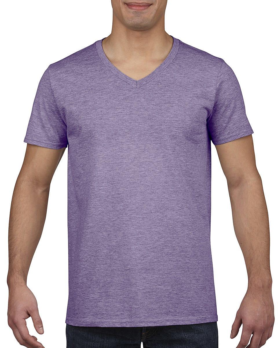 Gildan Mens Softstyle V-Neck T-Shirt in Heather Purple (Product Code: 64V00)