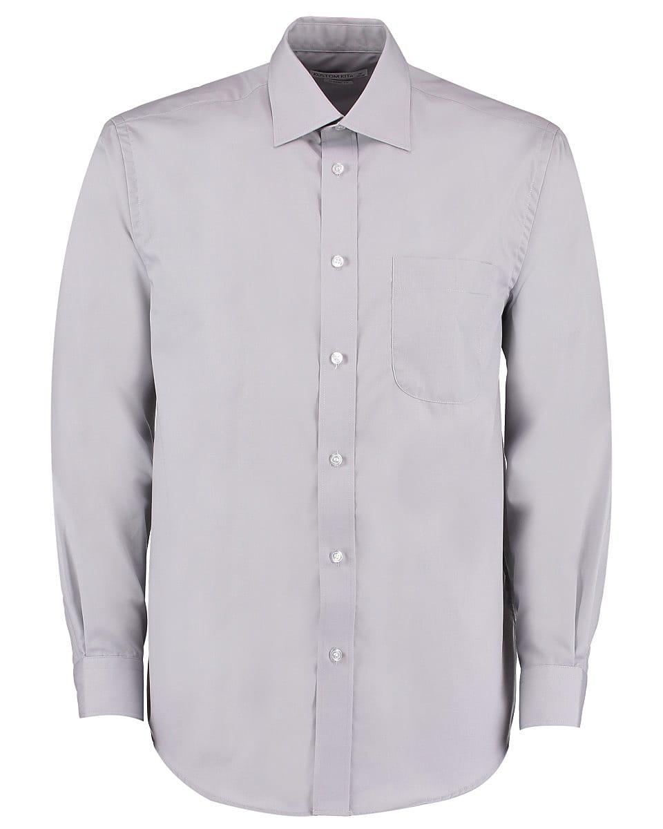 Kustom Kit Mens Long-Sleeve Business Shirt in Silver Grey (Product Code: KK104)