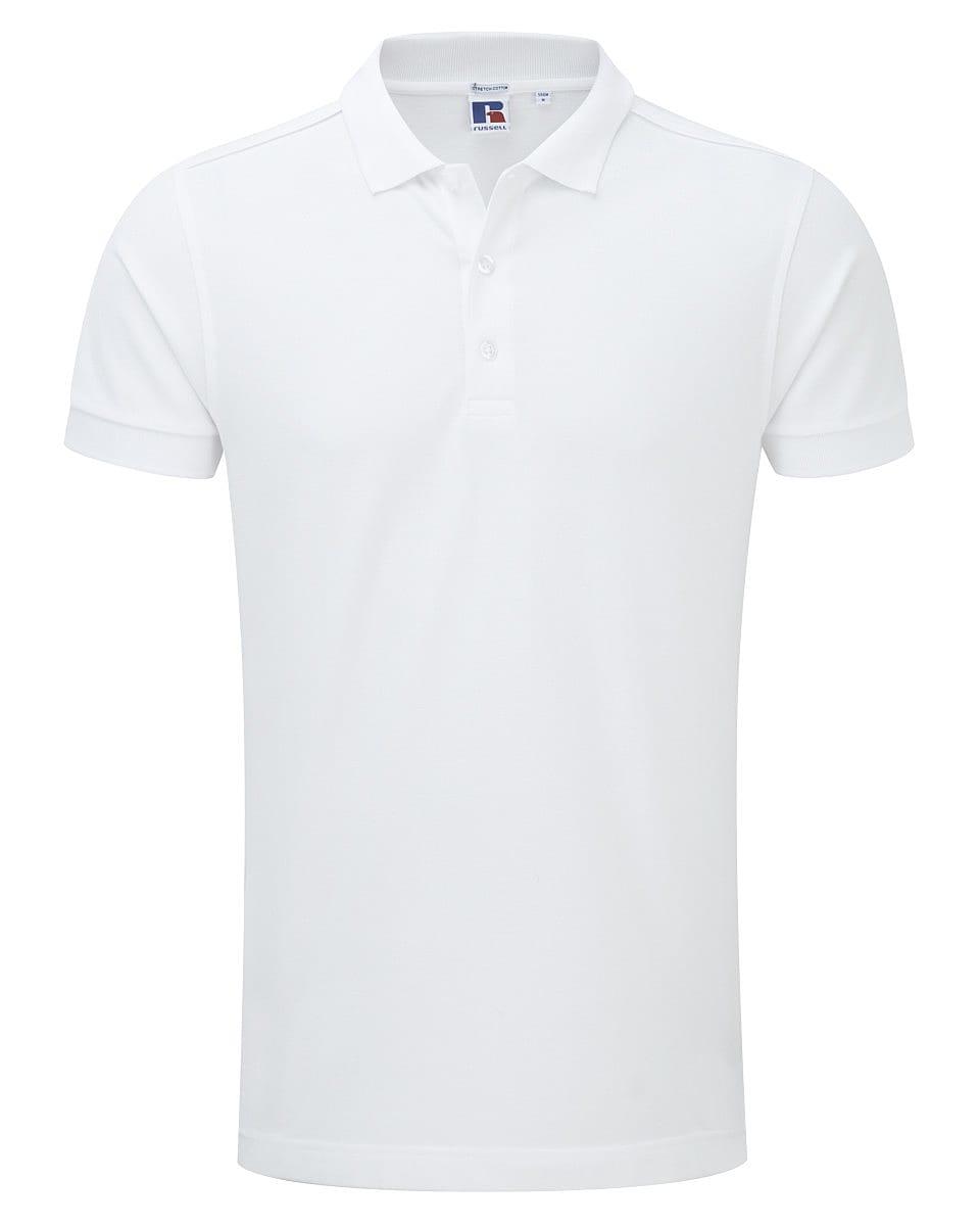 Russell Mens Stretch Polo Shirt in White (Product Code: 566M)