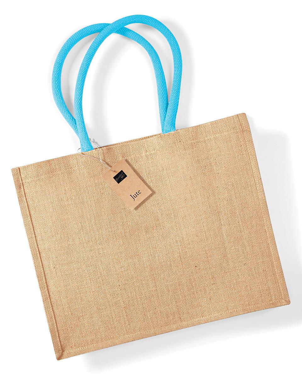 Westford Mill Classic Jute Shopper in Natural / Surf Blue (Product Code: W407)