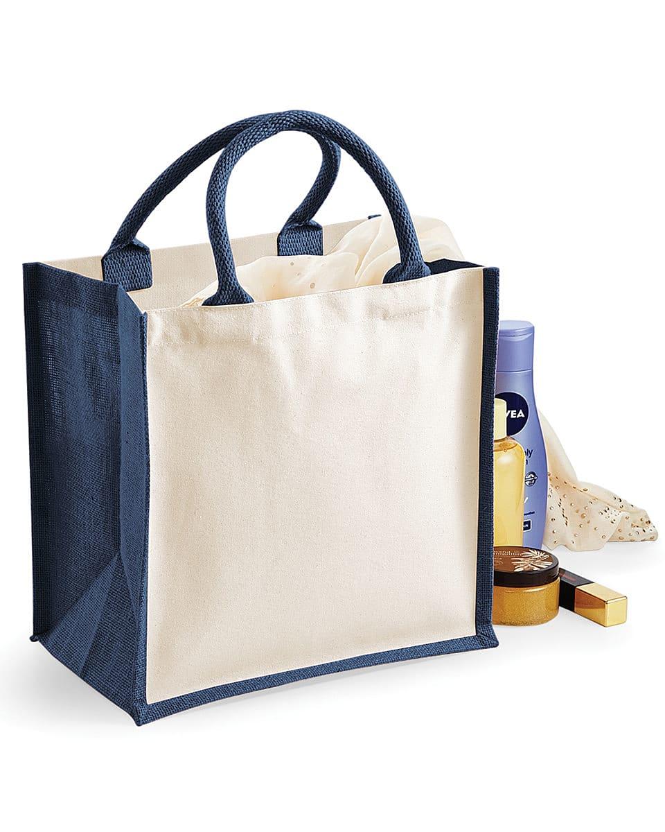 Westford Mill Printers Midi Jute Bag in Navy Blue (Product Code: W421)