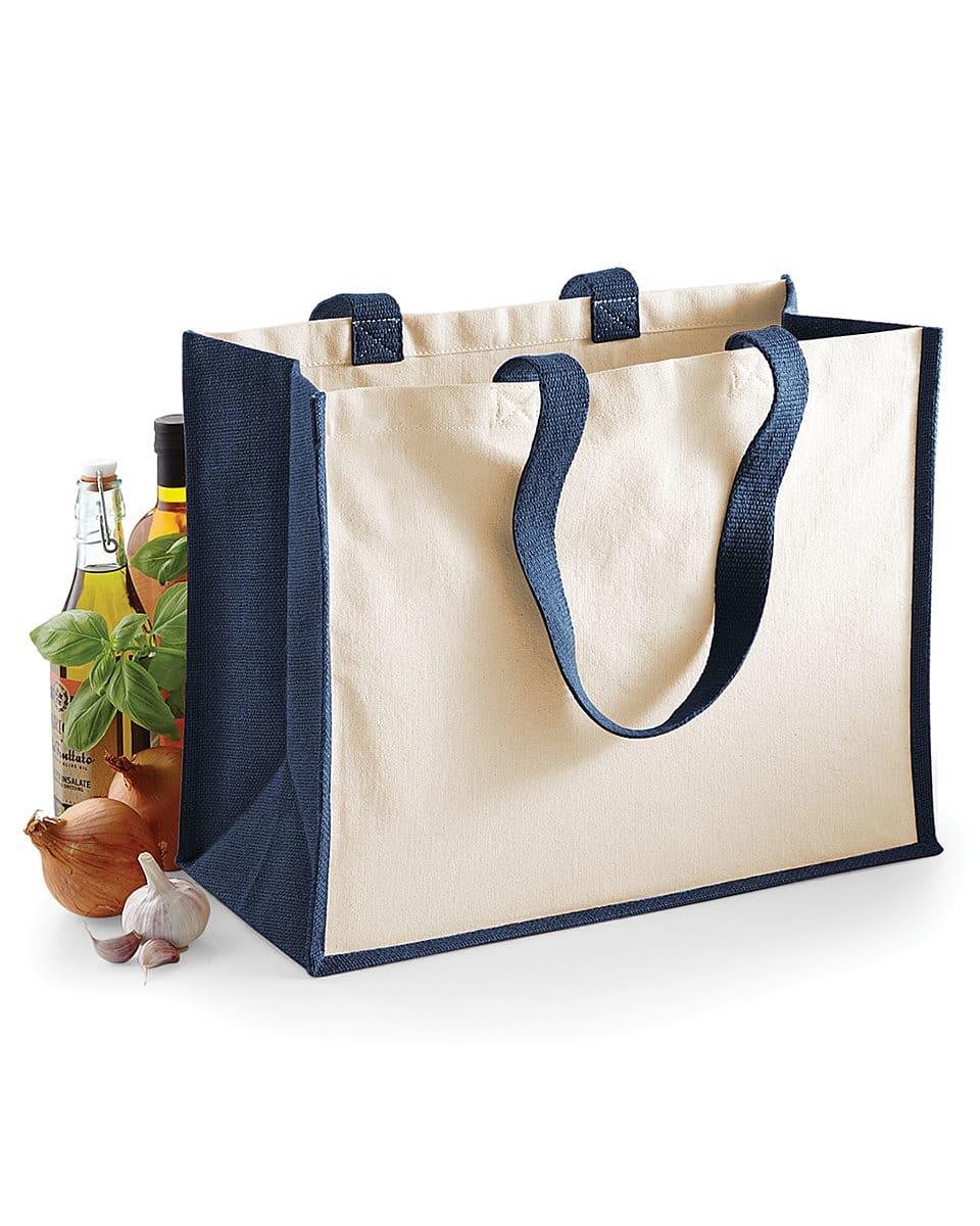 Westford Mill Printers Jute Cot Shopper in Navy Blue (Product Code: W422)