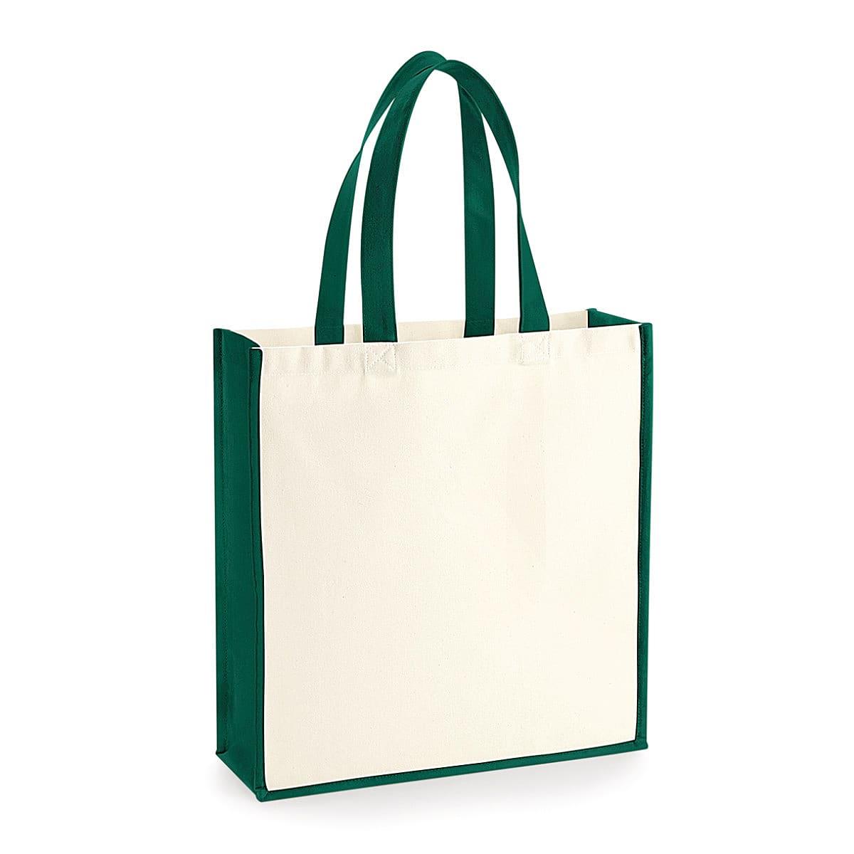 Westford Mill Gallery Canvas Tote in Natural / Bottle Green (Product Code: W600)