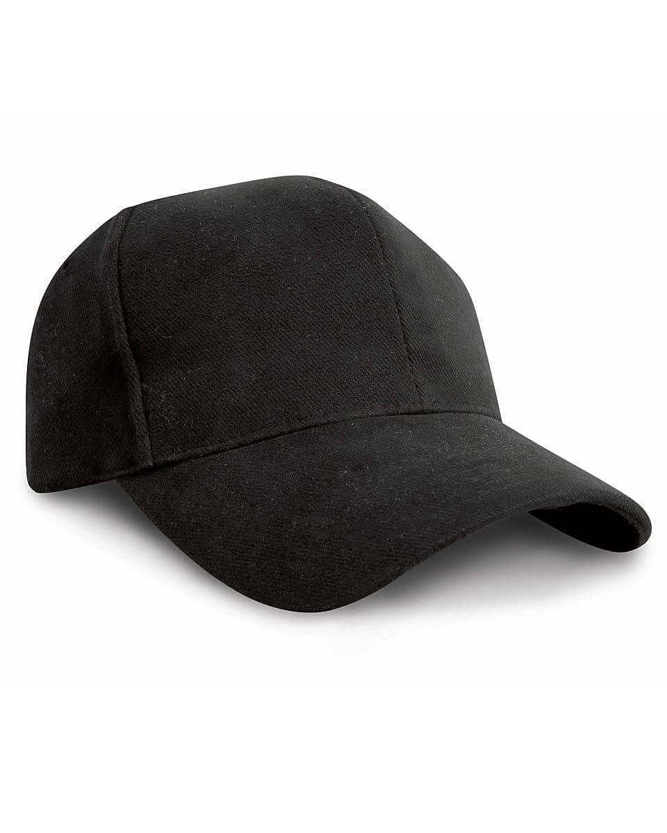 Result Headwear Pro Style Heavy Brushed Cotton Cap in Black (Product Code: RC25)