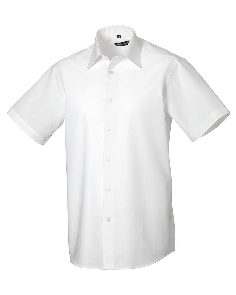 Russell Collection Mens Short-Sleeve Easy Care Tailored Oxford Shirt in White (Product Code: 923M)