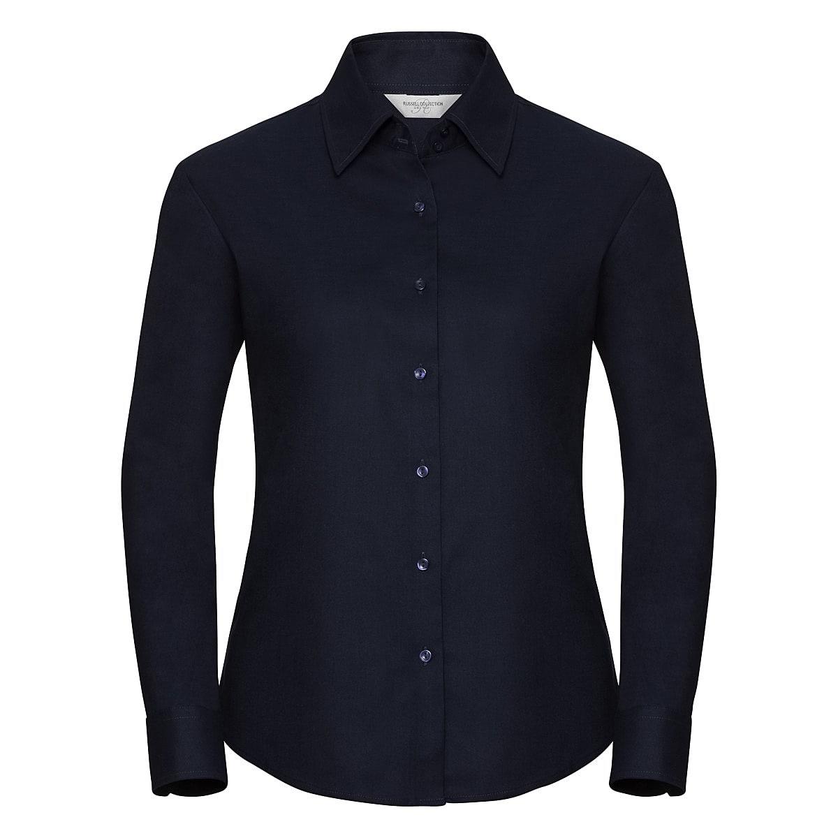 Russell Collection Womens Long-Sleeve Easy Care Oxford Shirt in Bright Navy (Product Code: 932F)