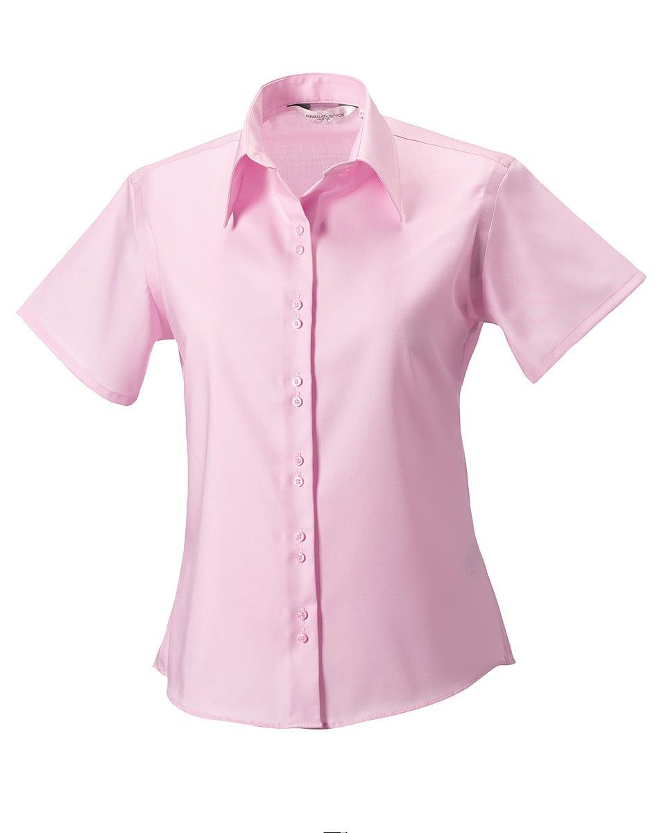 Russell Collection Womens Short-Sleeve Ultimate Non-Iron Shirt in Classic Pink (Product Code: 957F)
