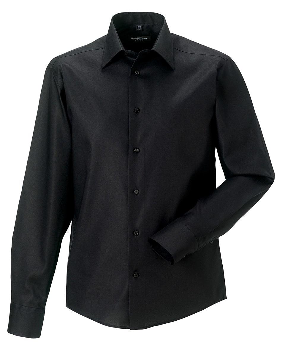Russell Collection Mens Long-Sleeve Tailored Ultimate Non-Iron Shirt in Black (Product Code: 958M)