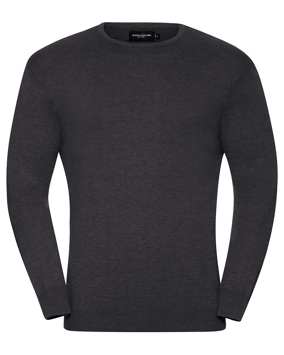 Russell Collection Knitted Crew Neck in Charcoal Marl (Product Code: R717M)