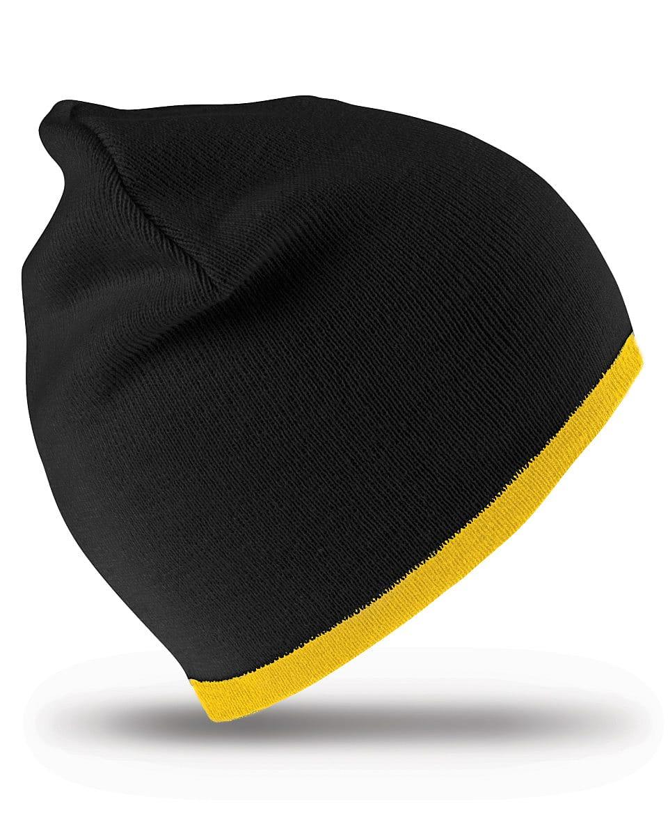 Result Winter Reversible Fashion Fit Hat in Black / Yellow (Product Code: RC46)