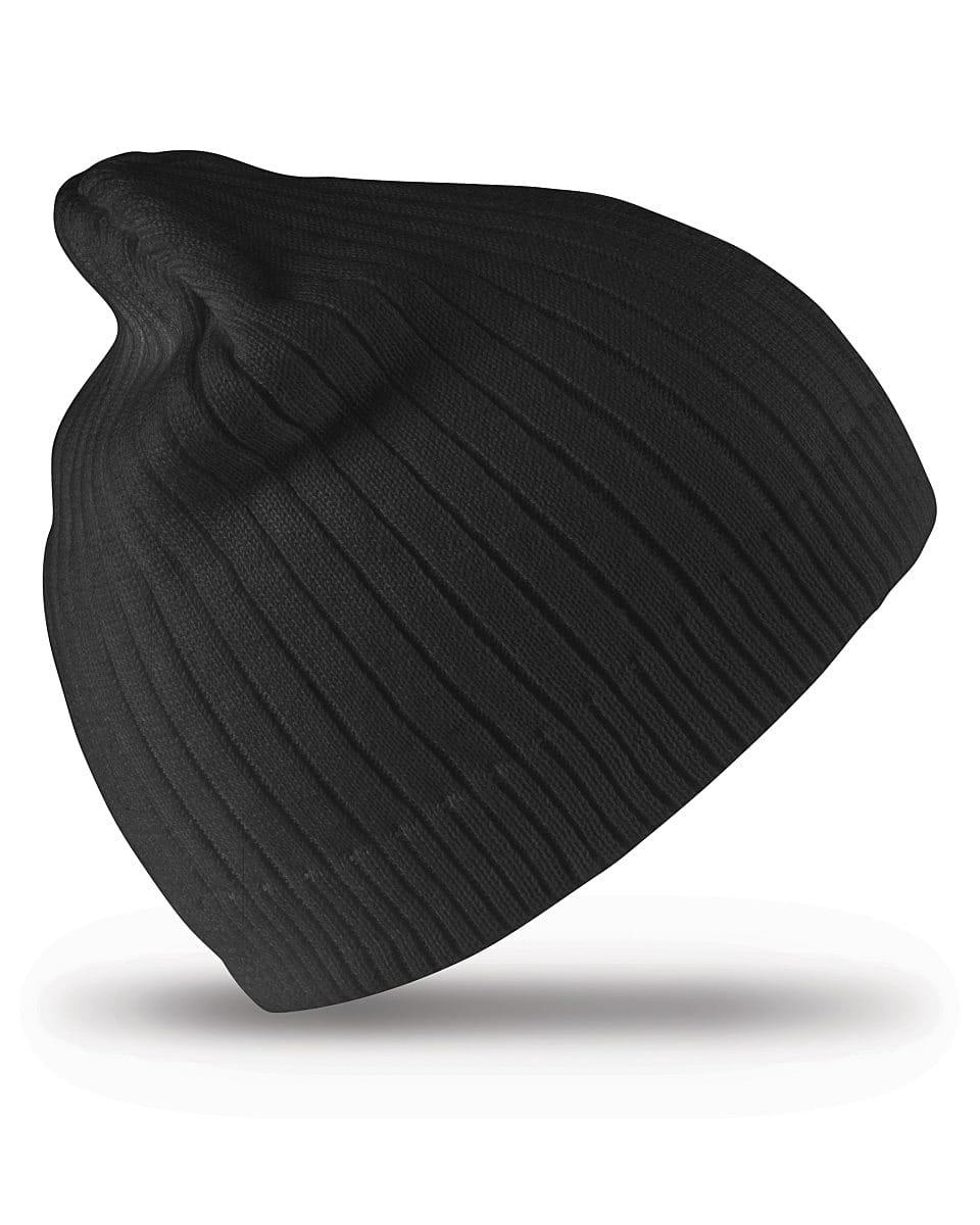 Result Winter Double Knit Cotton Beanie Hat in Black (Product Code: RC74)