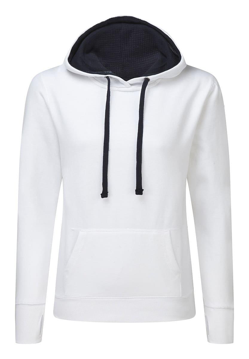 SG Womens Contrast Hoodie in White / Navy (Product Code: SG24F)