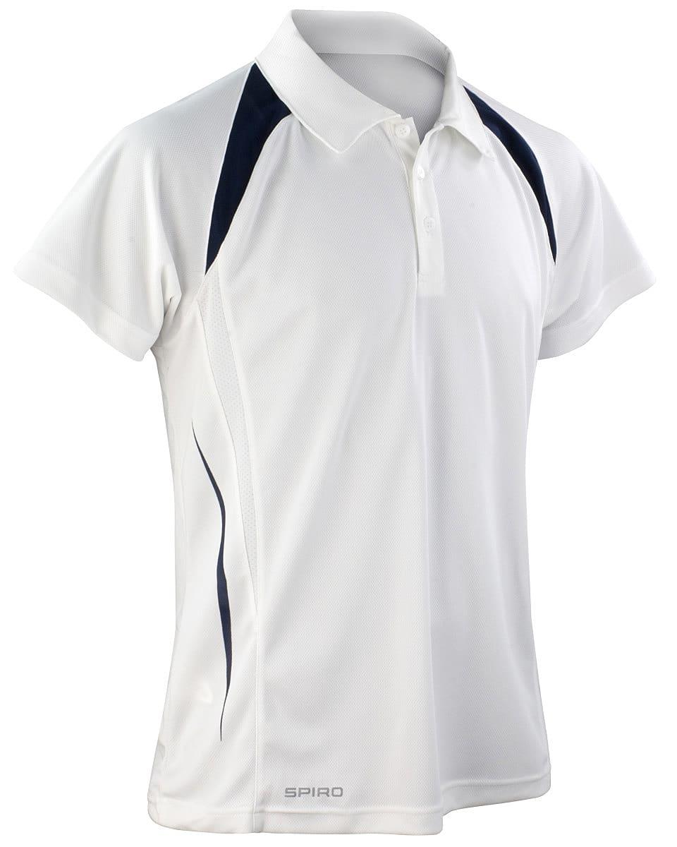 Spiro Mens Team Spirit Polo Shirt in White / Navy (Product Code: S177M)
