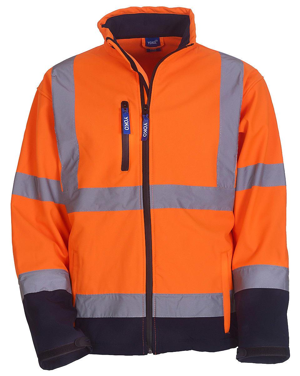 Yoko Hi-Viz Softshell Jacket in Hi-Viz Orange / Navy (Product Code: HVK09)