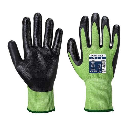 Portwest Green Cut Nitrile Foam Gloves - A645