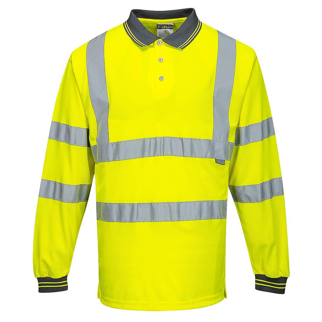 Portwest Hi-Viz Long-Sleeved Polo Shirt in Yellow (Product Code: S277)