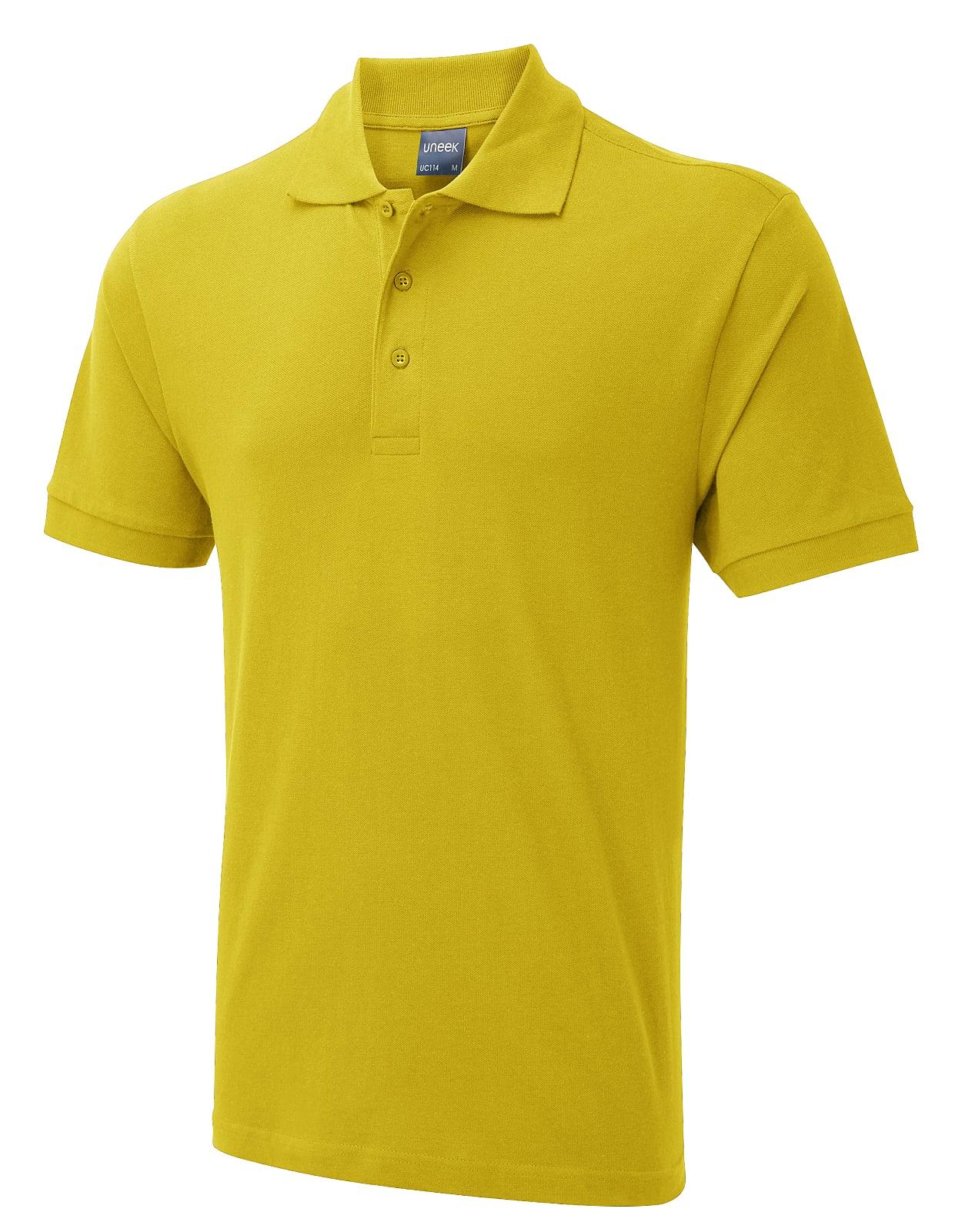 Uneek 180GSM Mens Polo Shirt in Yellow (Product Code: UC114)