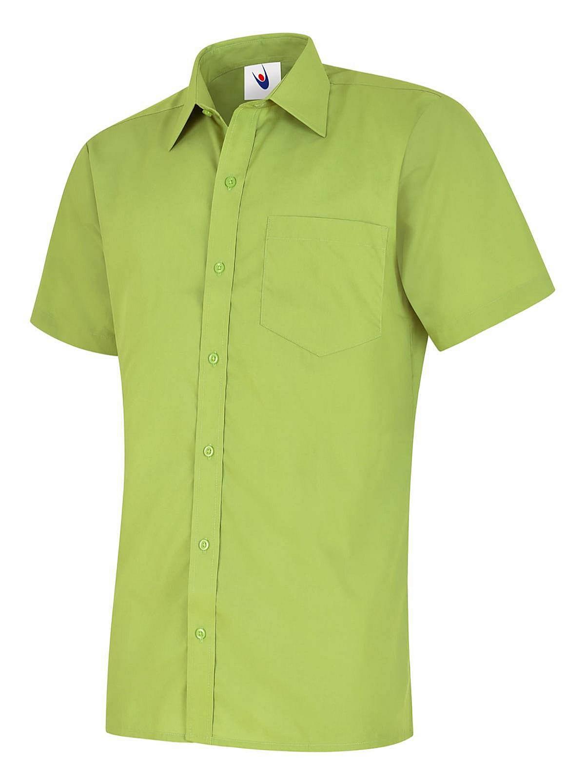 Uneek UC710 ? Mens Poplin Half Sleeve Shirt in Lime (Product Code: UC710)