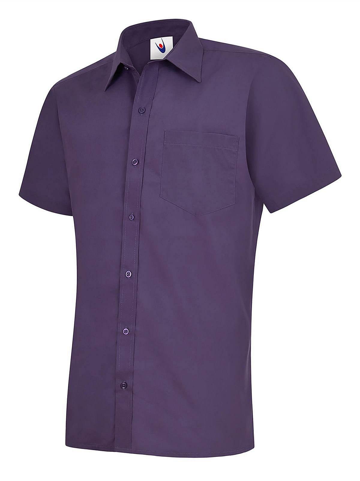 Uneek UC710 ? Mens Poplin Half Sleeve Shirt in Purple (Product Code: UC710)