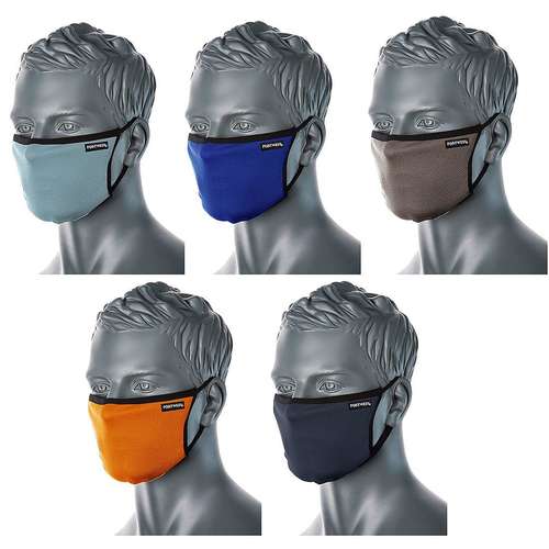 Portwest 3 Ply Fabric Face Mask (Pack of 25) - CV30